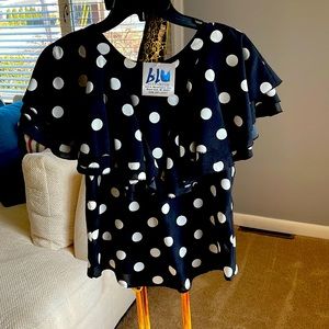 Black with white polka top